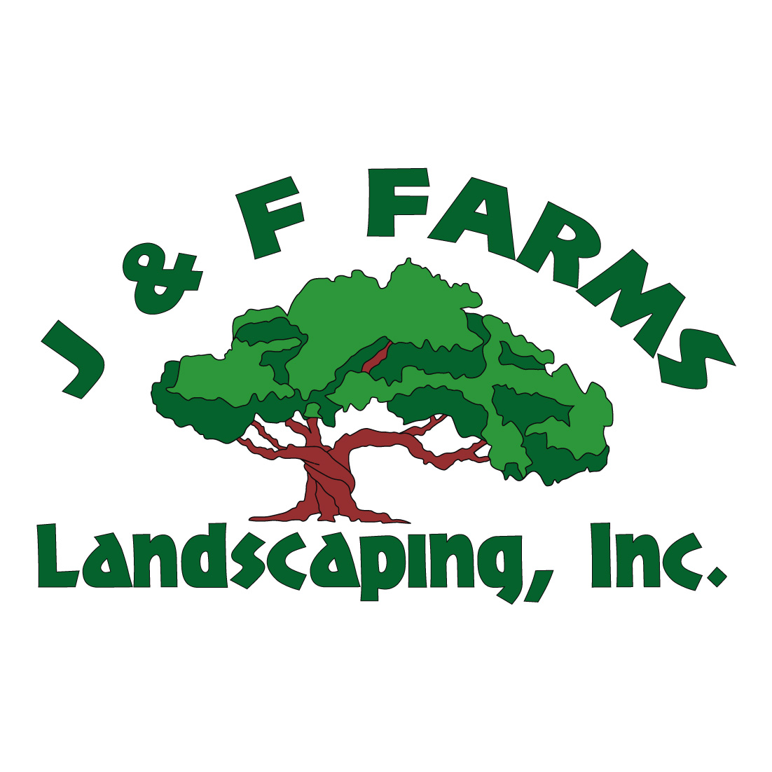 J&F Farms Landscaping Logo in green text with tree